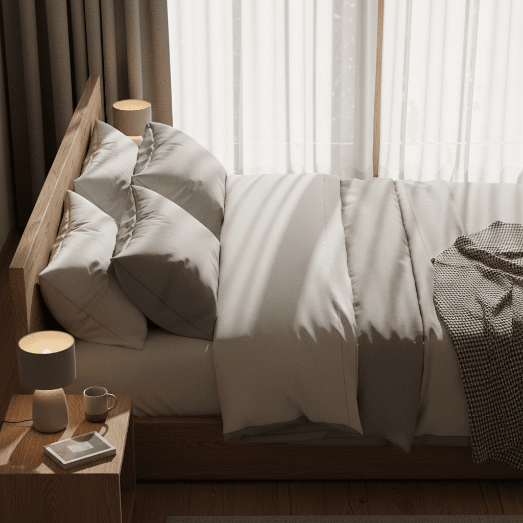 Comfortable residential bedroom with quality furnishings